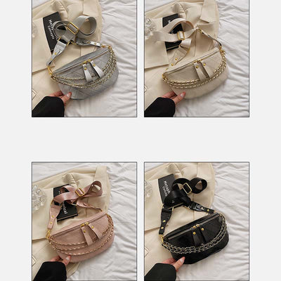 Retro Chest Bag Plaid Quilted Chain Strap Crossbody Shoulder Purse