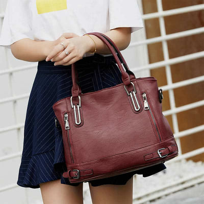 Faux Leather Tote Bag for Women Handbag Shoulder Purse Crossbody Bag