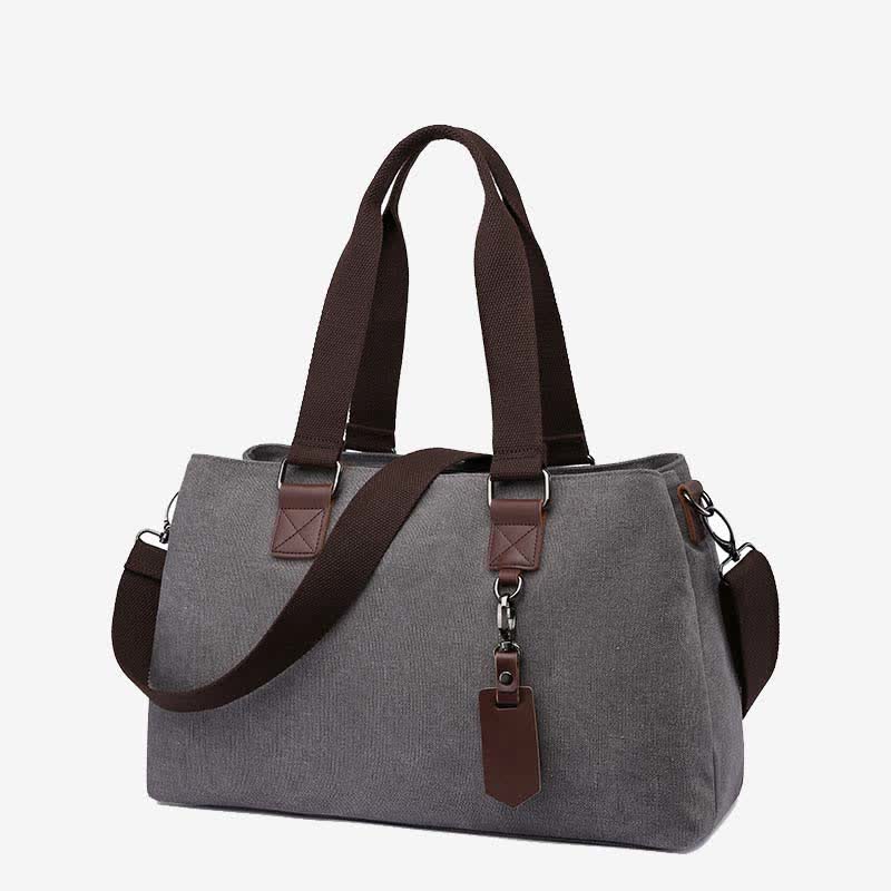 Triple Compartment Canvas Totes Handbag Multifunction Casual Crossbody Shoulder Purse