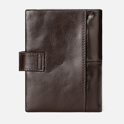 Billfold Passcase Wallets for Men Women Durable Genuine Leather Wallet
