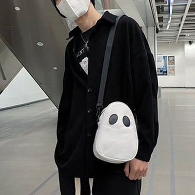 Crossbody Bag For Outdoor Funny Faceless Pattern Leather Pack