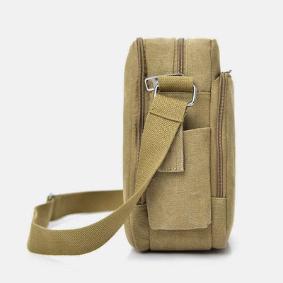 Vintage Canvas Crossbody Bag for Men Multifunctional Daypack Shoulder Bag