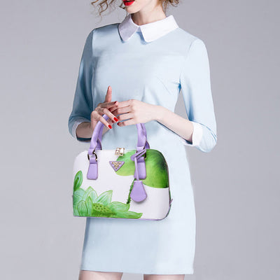 Women Floral Print Demo Satchel Handbag Crossbody Bag Shoulder Purse