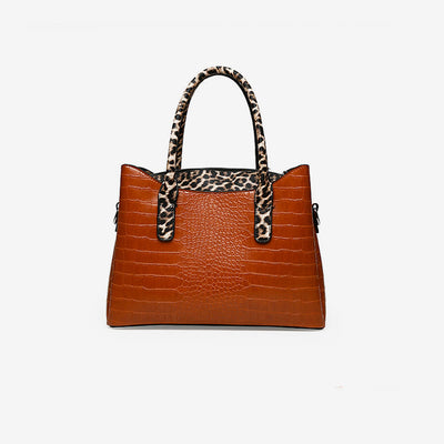 Crocodile Leopard Grain Leather Tote For Women 3 Piece Bag Set