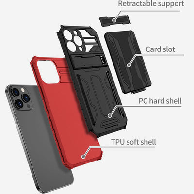 Armor Stand Card Holder Fall Prevention Comfortable Case For iPhone