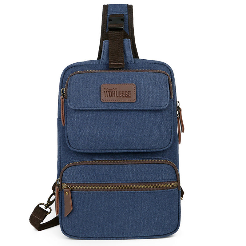 Men Canvas Sling Bag Multi-Pocket Scratch-Resistant Cross Body Bag