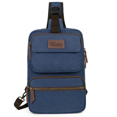 Men Canvas Sling Bag Multi-Pocket Scratch-Resistant Cross Body Bag