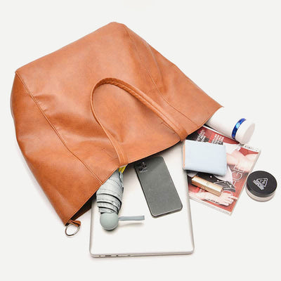 Large Capacity Soft Leather Tote Bag Handbag Shopper Purse with Pouch