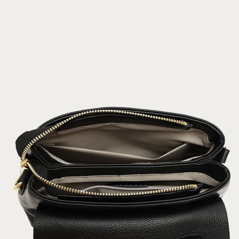 Retro Top Handle Bag For Women Lychee Pattern Leather Bag