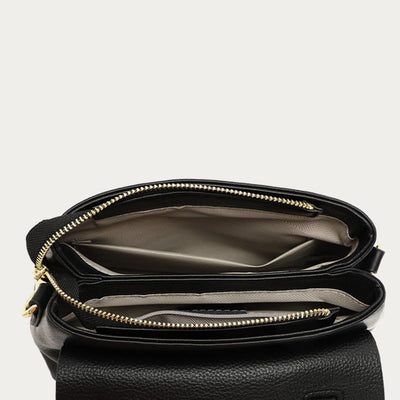 Retro Top Handle Bag For Women Lychee Pattern Leather Bag