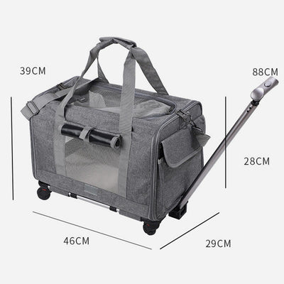 Rolling Pet Carrier Foldable Breathable Pull Rod Pet Bag