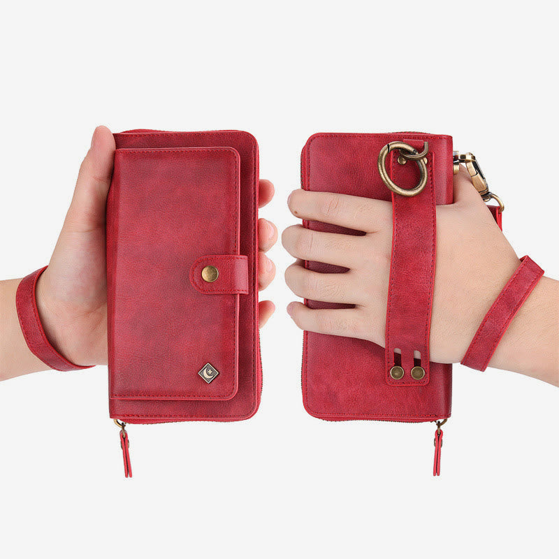 Leather Phone Case For Samsung S22 Multifunctional 2 In1 Zipper Wallet