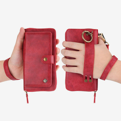 Leather Phone Case For Samsung S22 Multifunctional 2 In1 Zipper Wallet
