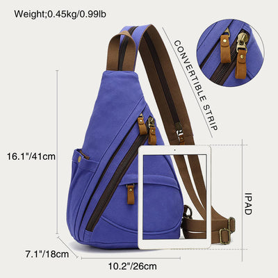Casual Travel Canvas Sling Bag Daypack Shoulder Backpack For Women Men