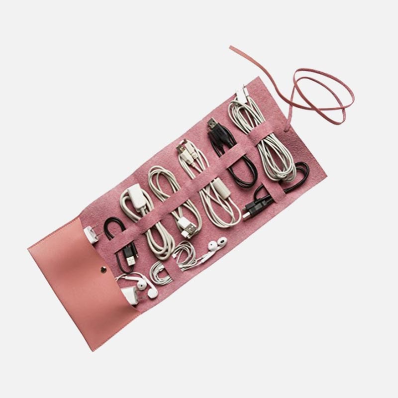 Storage Bag For Women Multi-Functional Headphone Data Cable Travel Cord Roll