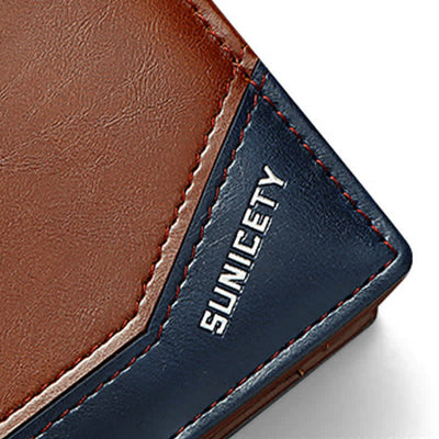 Mens Bifold Wallet Retro RFID Credit Card Holder with Zipper Pocket