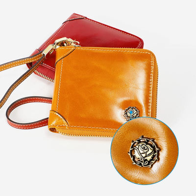 Small Bifold Zip Around Wallet RFID Blocking with Card Holder Coin Purse