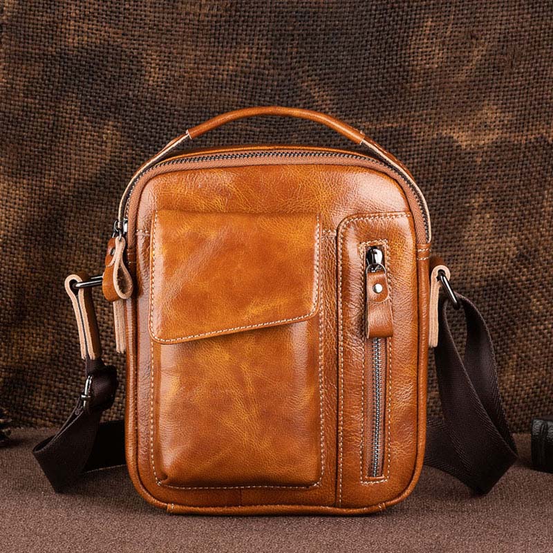 Men's Genuine Leather Large Capacity Crossbody Bag