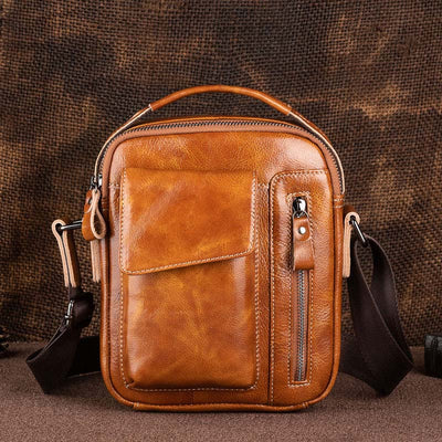 Men's Genuine Leather Large Capacity Crossbody Bag