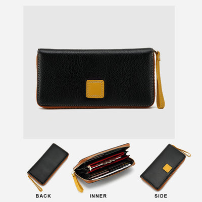 Long Wallet Pebbled Grain Leather Shopping Purse For Women
