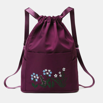 Large Capacity Waterproof Foldable Floral Embroidery Fitness Travel Backpack