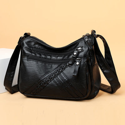 Minimalist Tote Soft Leather Wide Shoulder Strap Crossbody Purse