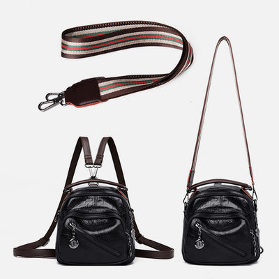 Multi-function Soft Faux Leather Shoulder Bag Convertible Backpack Purse