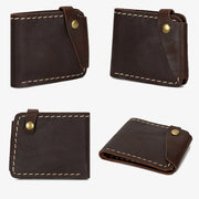 Retro Leather Wallet for Men Women Bifold Handmade Front Pocket Wallet