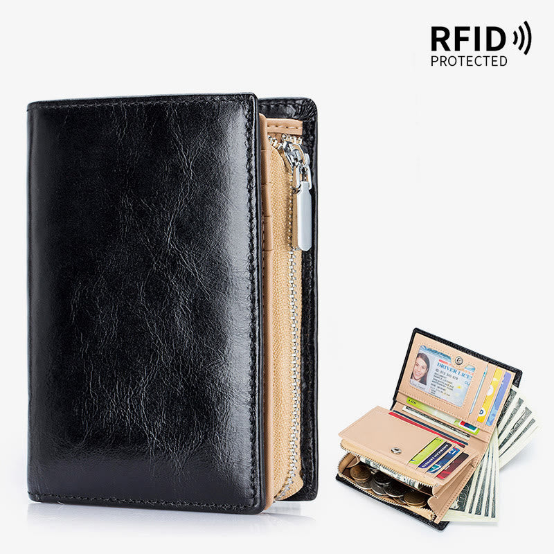 Mens Short Wallet For Business Retro Multifunction Leather Coin Purse