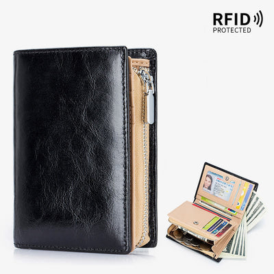 Mens Short Wallet For Business Retro Multifunction Leather Coin Purse