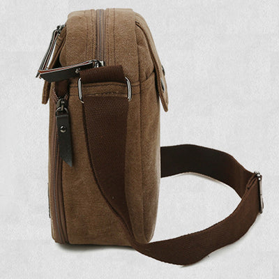 Mens Small Messenger Bag Multi-Slot Travel WorK Canvas Shoulder Bag