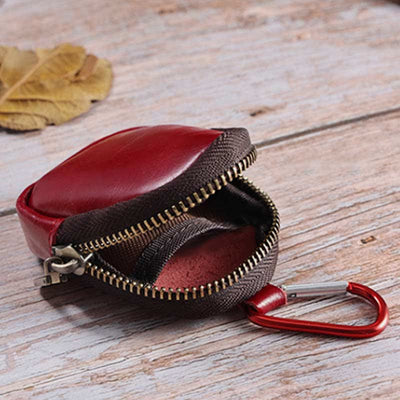 Mini Leather Zipper Coin Purse Cowhide Leather Cute Purses Wallet