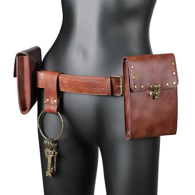 Medieval Renaissance Waist Bag Pouch Belt Holster with Belt Key Chain
