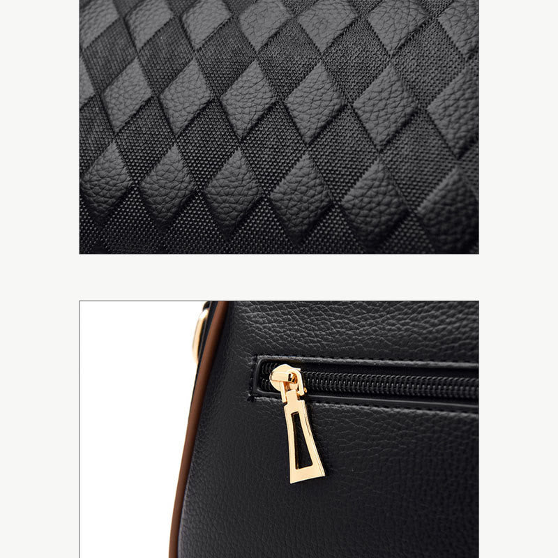 Crossbody Square Bag For Women Diamond Pattern Leather Commuter Purse