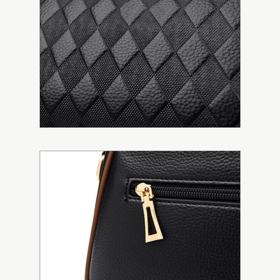 Crossbody Square Bag For Women Diamond Pattern Leather Commuter Purse