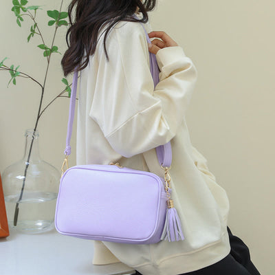 Crossbody Bag For Women Tassel Solid Color Casual Leather Bag