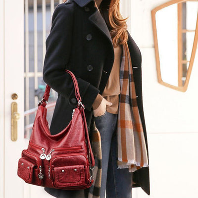 2 Way-Use Multi-Pocket Large Capacity Vintage Backpack Shoulder Bag