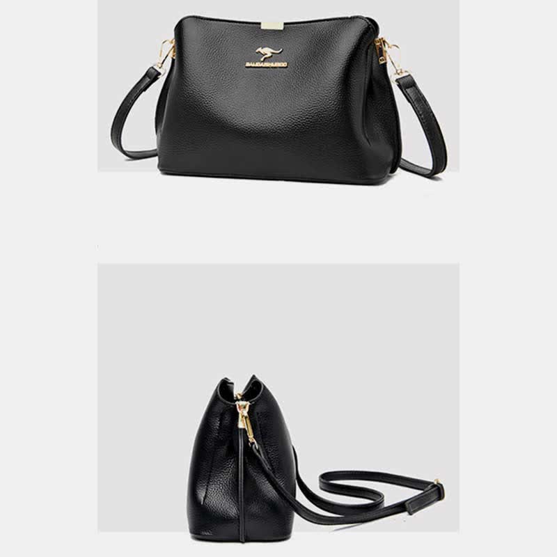 Small Leather Crossbody Handbags Purses Triple Compartment Crossover Shoulder Bag