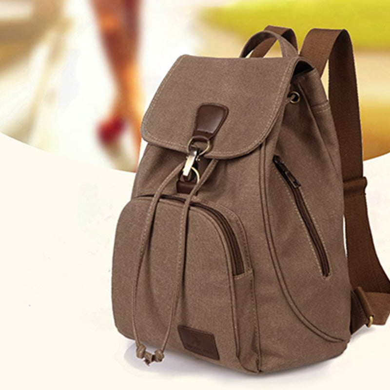 Canvas Backpack for Women Girls Vintage Drawstring Backpack School Travel Rucksack