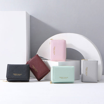 Trifold Multi-Slot Short Wallet Mini Wallet for Women Girls