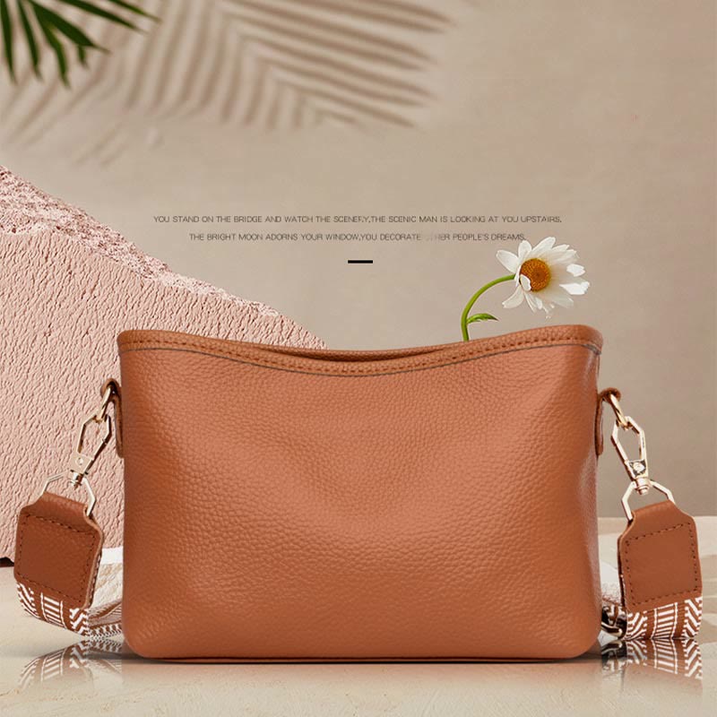 Crossbody Bag For Women Solid Color Lychee Pattern Leather Bag
