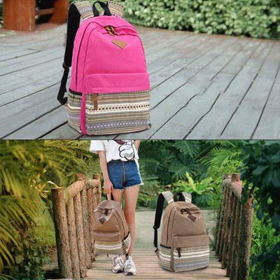 Backpack for Women Colorful Stripe Custom Canvas Student Sport Daypack