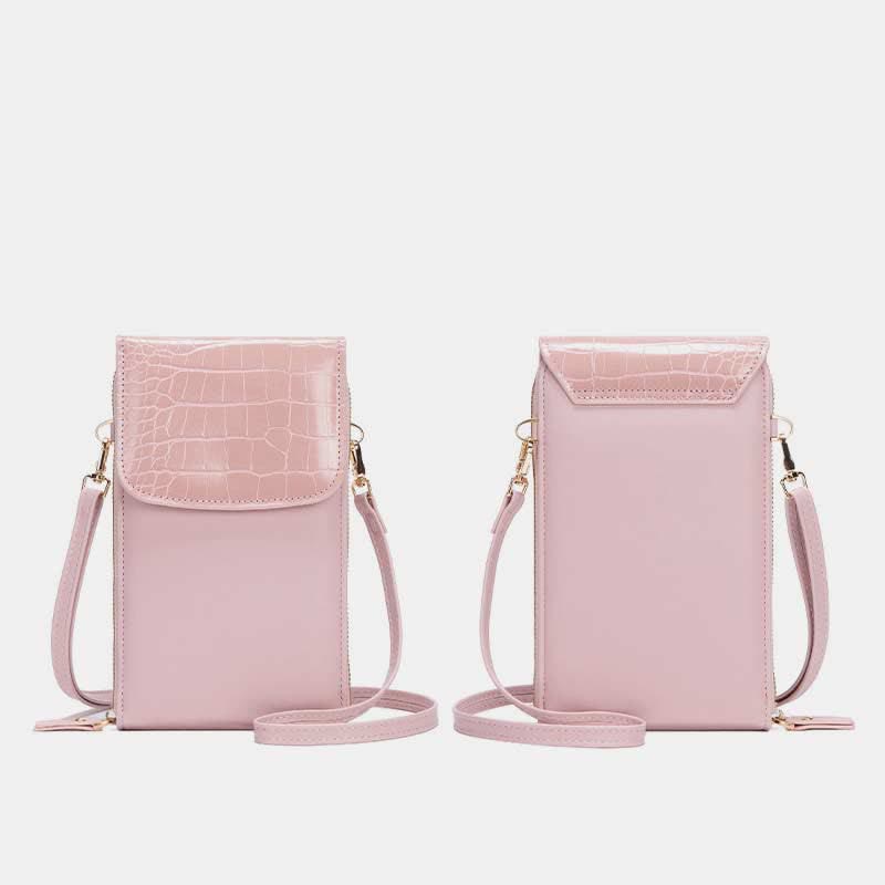 Womens Slim Lightweight Leather Crossbody Phone Bag Credit Card Holder
