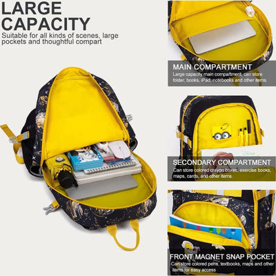 Backpack for Girls Embroidery School Bag with Lunch Box for Kids Teen