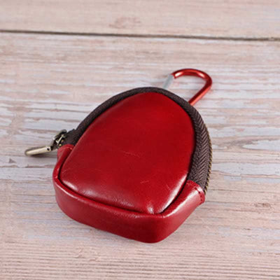 Mini Leather Zipper Coin Purse Cowhide Leather Cute Purses Wallet
