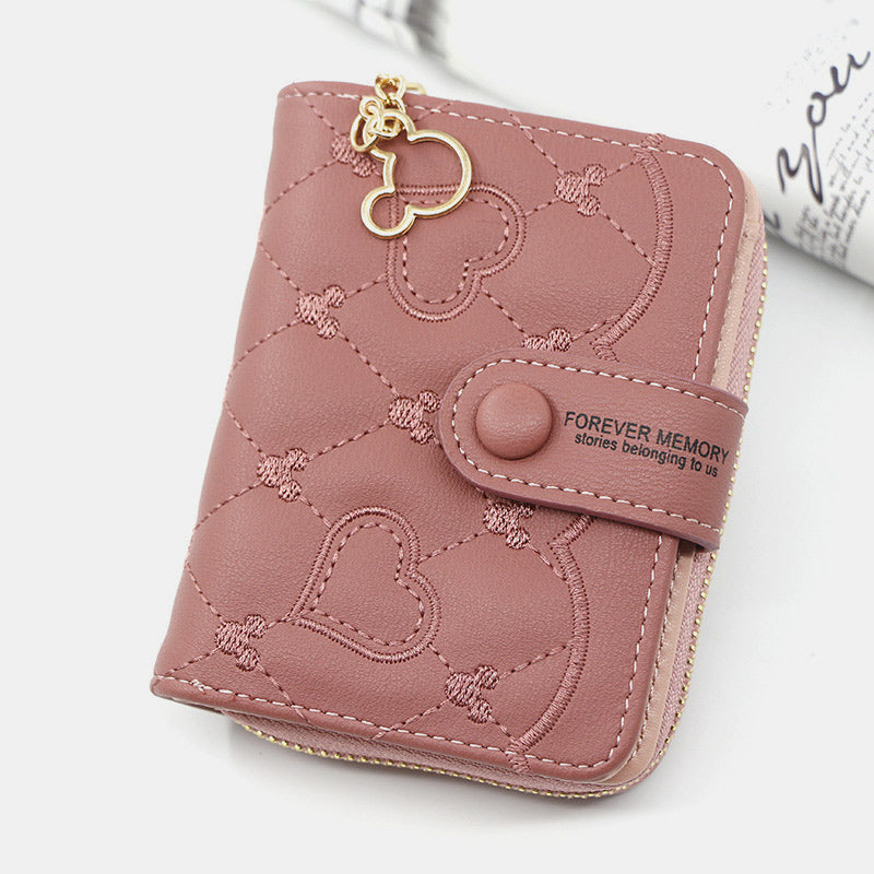 Cute Embroidery Wallet With Coin Purse