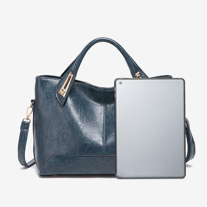 Vintage Tote For Women Wax Genuine Leather Crossbody Bag
