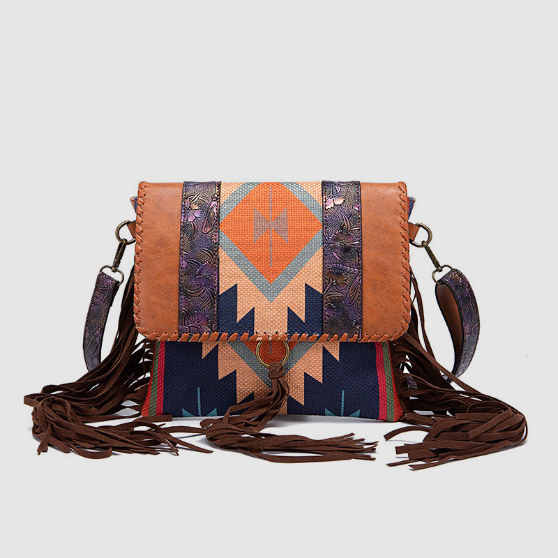 Crossbody Bag For Women Vintage Tassel Large Capacity Shopping Bag