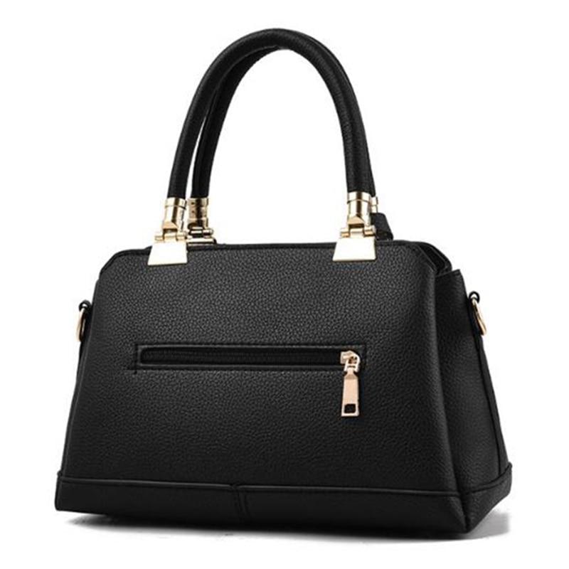 Triple Compartment Metal Decor Top-Handle Satchel Shoulder Crossbody Bag