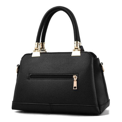 Triple Compartment Metal Decor Top-Handle Satchel Shoulder Crossbody Bag